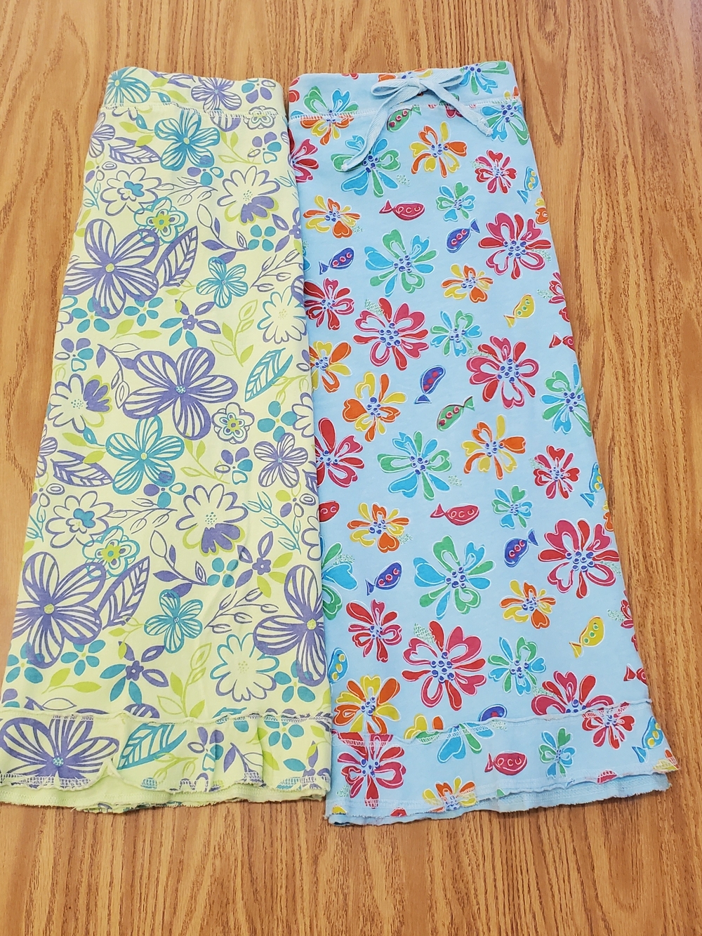 Fresh Produce Light Blue Floral and Line Green Multicolor Ruffle Skirts - Picture 12 of 13